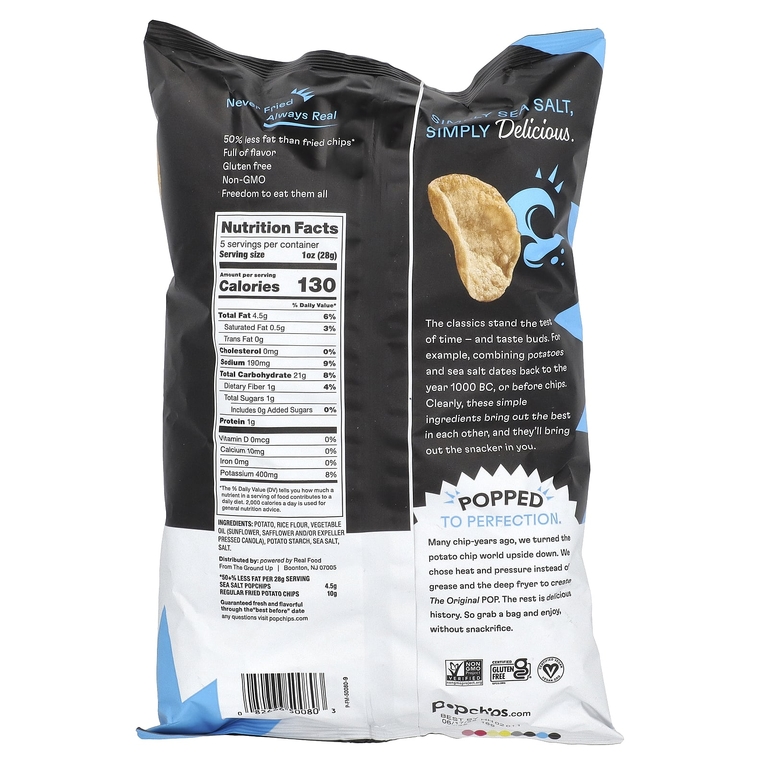 Popchips, оригинальная, морская соль, 142 г (5 унций)