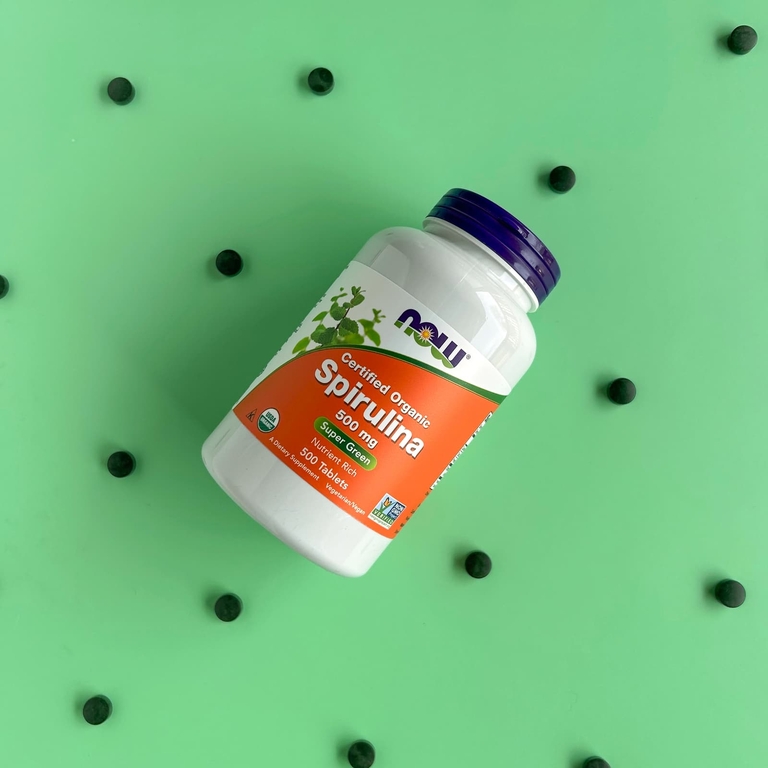NOW Foods, сертифицированная органическая спирулина, 500 мг, 500 таблеток