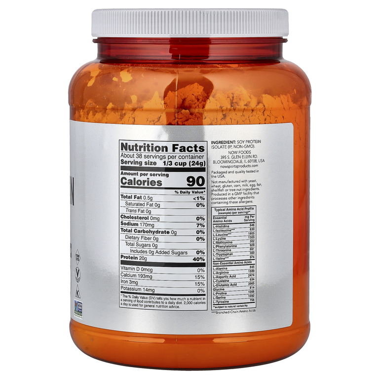 NOW Foods, Спорт, изолят соевого белка, натуральный, с нейтральным вкусом, 907 г (2 фунта)