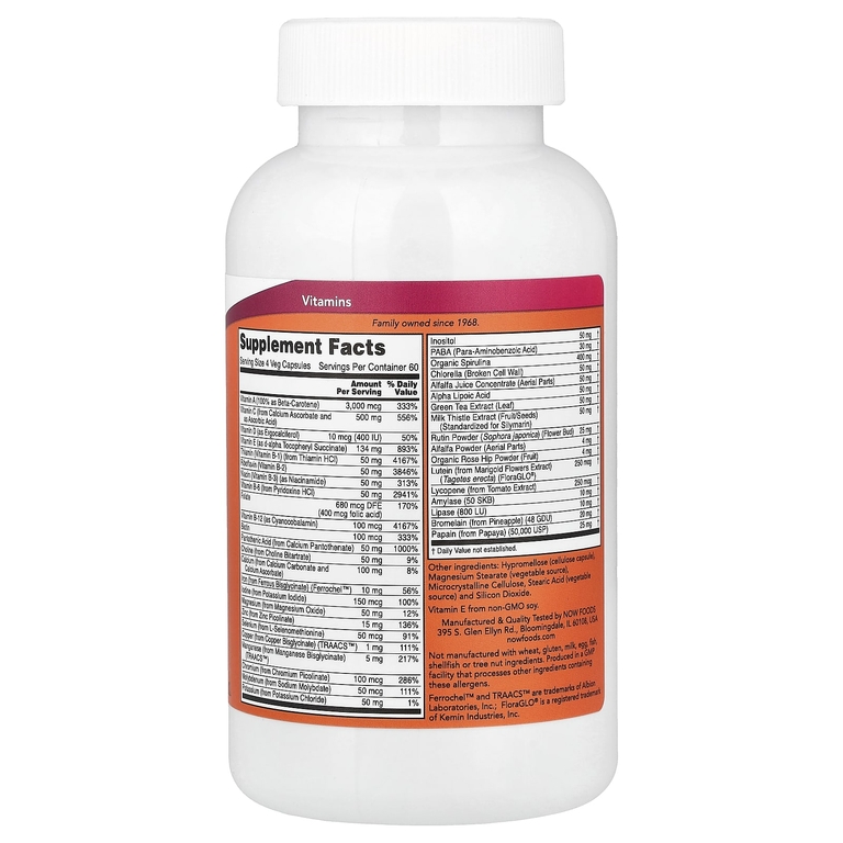 NOW Foods, мультивитаминный комплекс, 240 растительных капсул