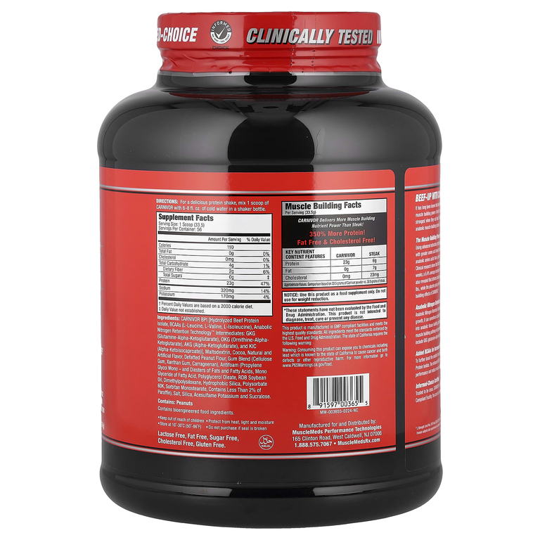 MuscleMeds, изолят говяжьего белка, со вкусом шоколада и арахисового масла, 1876 г (4,14 фунта)
