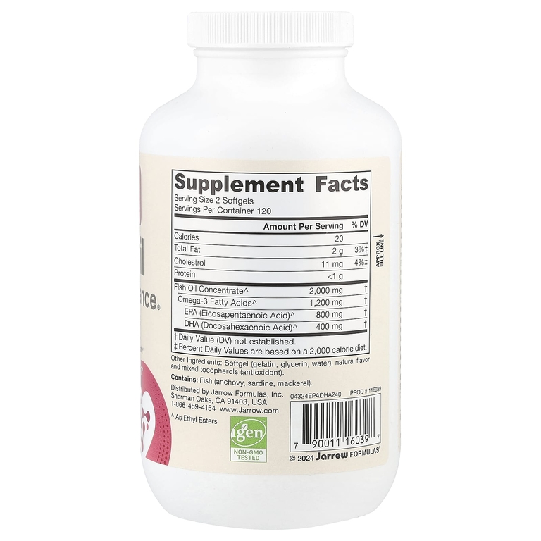 Jarrow Formulas, рыбий жир с ЭПК и ДГК, 240 желатиновых капсул (1000 мг в 1 капсуле)