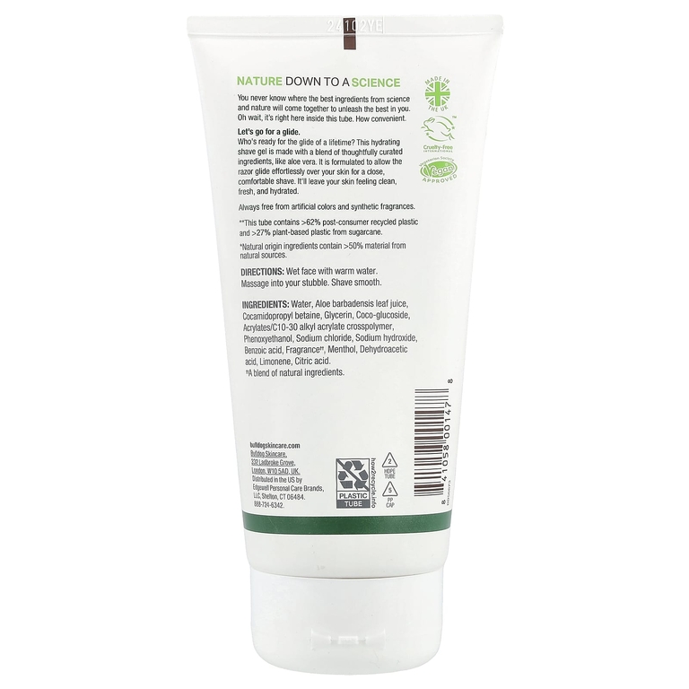 Bulldog Skincare For Men, Оригинальный гель для бритья с алоэ вера, 175 мл (5,9 жидк. Унции)