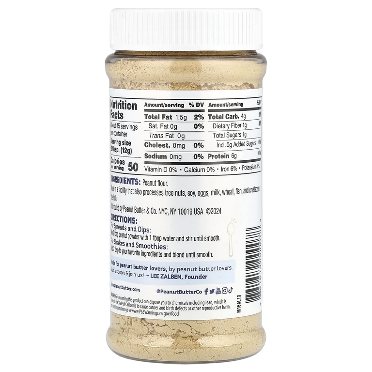 Peanut Butter & Co., Арахисовый порошок, чистый арахис, 184 г (6,5 унции)