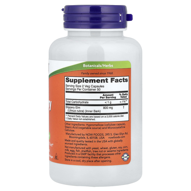 NOW Foods, красный вяз, 400 мг, 100 растительных капсул