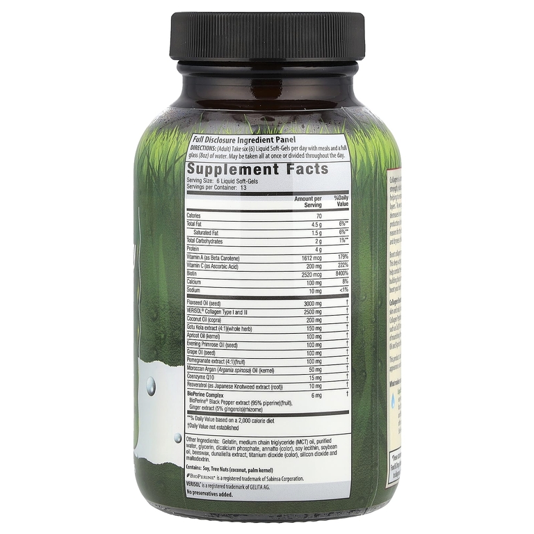 Irwin Naturals, коллаген с питательными маслами, 80 капсул с жидкостью