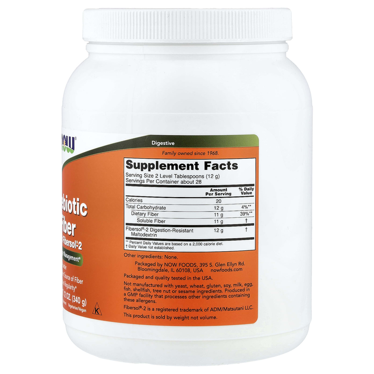 NOW Foods, пребиотическая клетчатка, 340 г (12 унций)