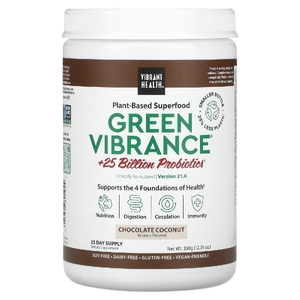 Vibrant Health, питание, кровообращение, пищеварение и иммунитет + пробиотики, версия 21.0, со вкусом шоколада и кокоса, 350 г (12,35 унции)