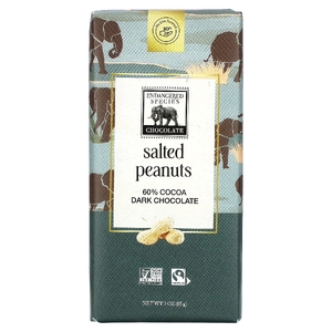 Endangered Species Chocolate, Плитка темного шоколада, соленый арахис, 60% какао, 85 г (3 унции) (Товар снят с продажи) 
