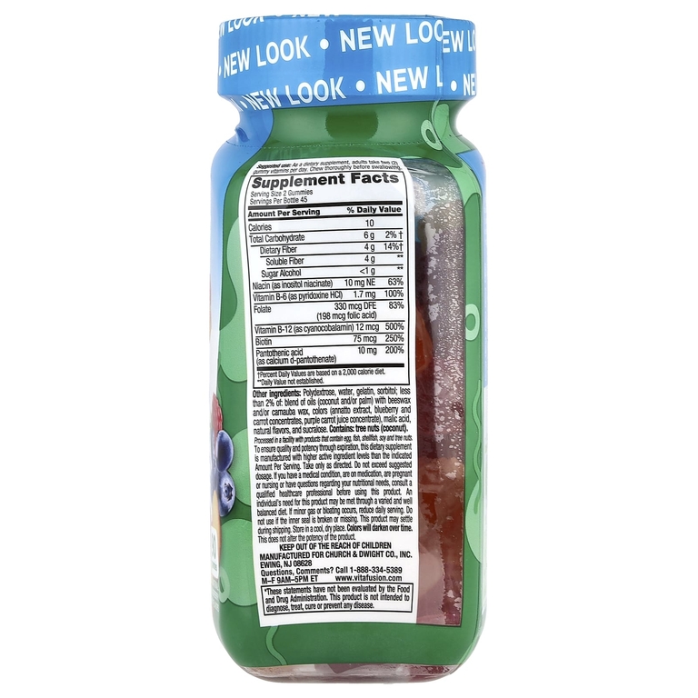 VitaFusion, витамины, без сахара, вкус натурального персика, малины и ягод, 90 жевательных таблеток