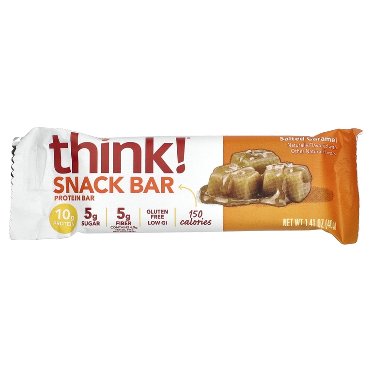 think!, протеиновый батончик, соленая карамель, 10 батончиков по 40 г (1,41 унции)