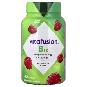 VitaFusion, жевательный витамин B12, малина, 140 жевательных таблеток (500 мкг в 1 таблетке)