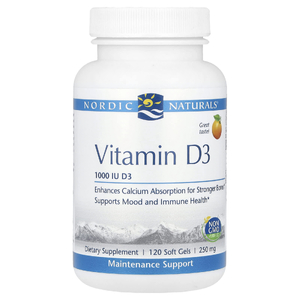 Nordic Naturals, Витамин D3, апельсин, 25 мкг (1000 МЕ), 120 мягких таблеток