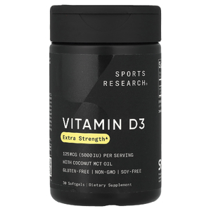 Sports Research, витамин D3, 125 мкг (5000 МЕ), 30 капсул