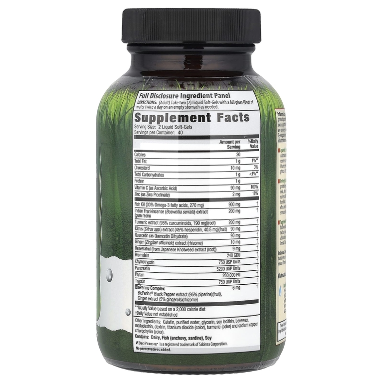 Irwin Naturals, комплекс для снижения воспаления в организме, 80 гелевых капсул