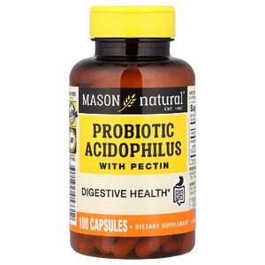 Mason Natural, пробиотик с ацидофильными лактобактериями с пектином, 100 капсул