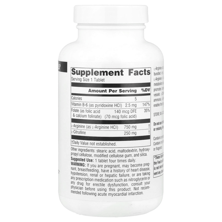 Source Naturals, комплекс L-аргинина и L-цитруллина, 120 таблеток