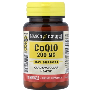 Mason Natural, коэнзимQ10, 200 мг, 30 мягких таблеток