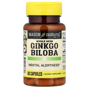 Mason Natural, цельное растение гинкго билоба, 60 капсул (125 мг в 1 капсуле)