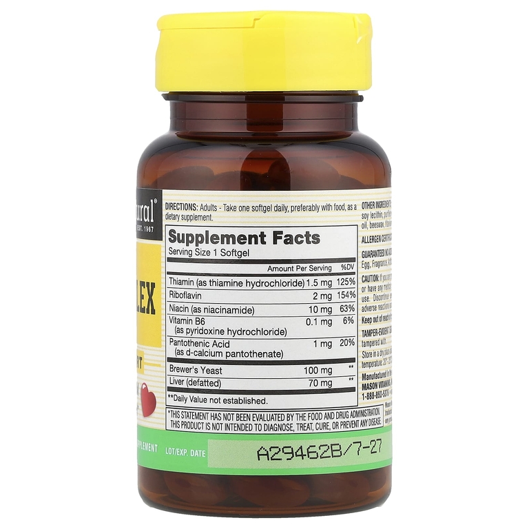 Mason Natural, комплекс витаминов группы В, 100 капсул