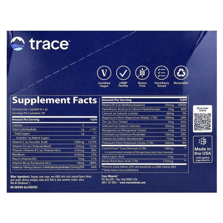 Trace, Power Pak, со вкусом мандарина, 30 стик-пакетов по 6,1 г (0,22 унции)