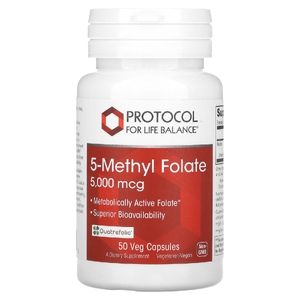 Protocol for Life Balance, 5-метилфолат, 5000 мкг, 50 растительных капсул