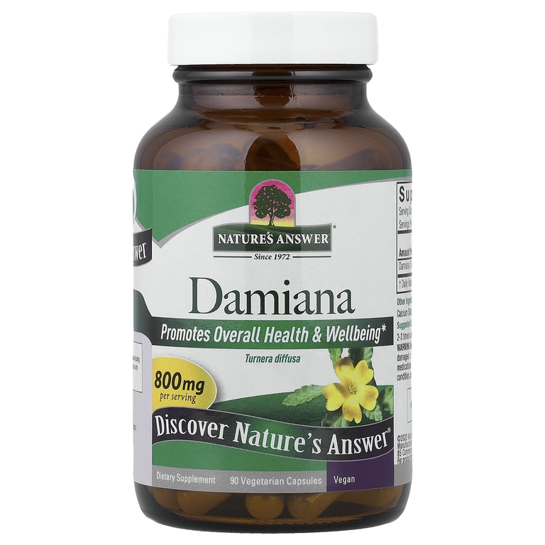 Nature's Answer, дамиана, 90 вегетарианских капсул (400 мг в 1 капсуле)