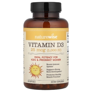 NatureWise, витамин D3, 25 мкг (1000 МЕ), 360 капсул
