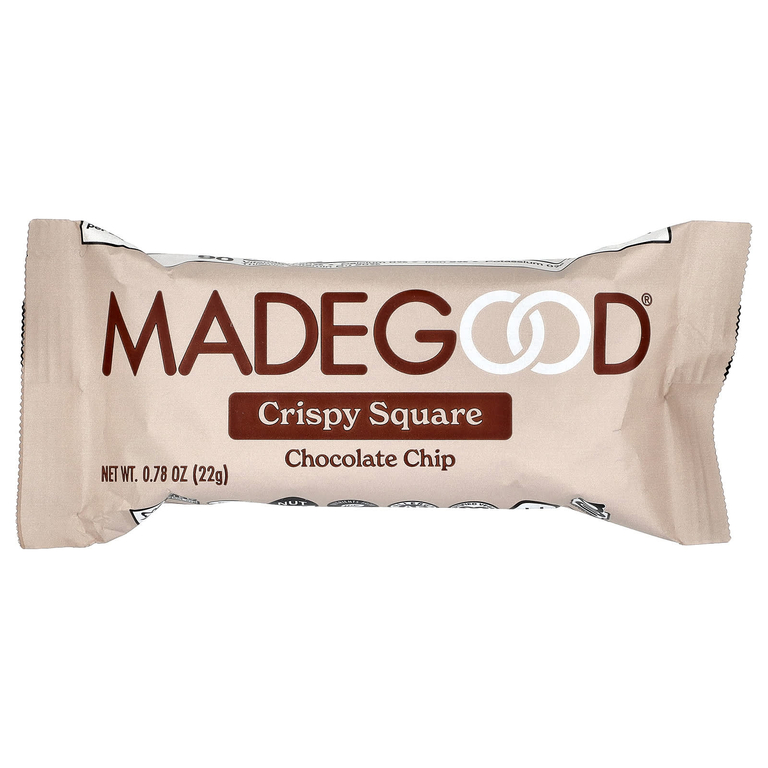 MadeGood, хрустящие квадраты, шоколадная крошка, 6 батончиков по 22 г (0,78 унции)