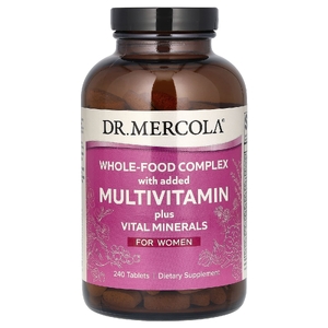 Dr. Mercola, комплекс из цельных продуктов с мультивитаминами и необходимыми минералами, для женщин, 240 таблеток