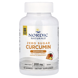 Nordic Naturals, жевательные мармеладки с куркумином без сахара, со вкусом манго, 60 жевательных мармеладок (100 мг в 1 жевательной мармеладке)