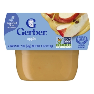 Gerber, 1st Foods®, поддерживаемый вкус яблока, 2 шт. в упаковке, 56 г (2 унции) (Товар снят с продажи) 