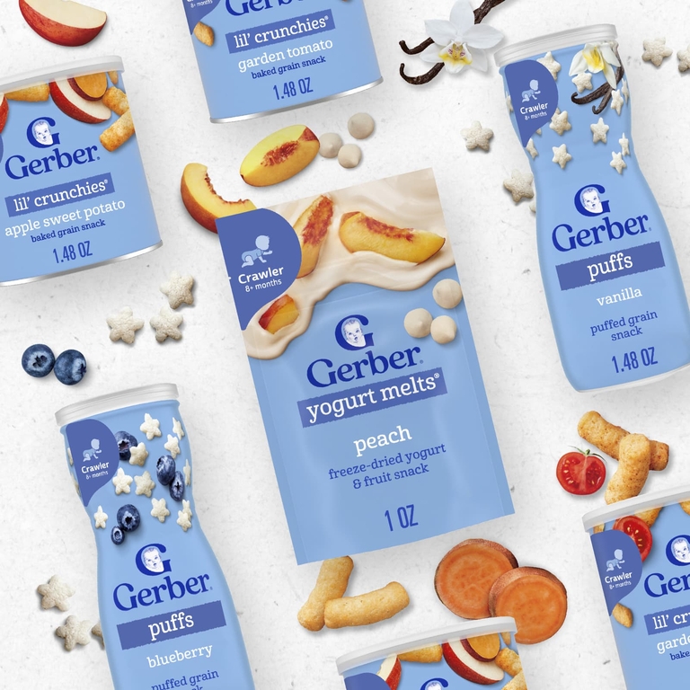 Gerber, злаковые подушечки, для малышей от 8 месяцев, голубика, 42 г (1,48 унции)