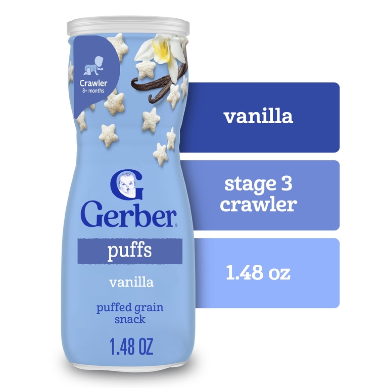 Gerber, злаковые подушечки, для малышей от 8 месяцев, ваниль, 42 г (1,48 унции)
