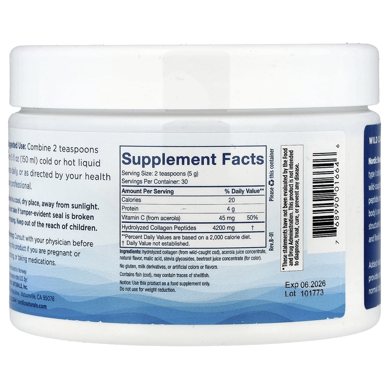 Nordic Naturals, морской коллаген с витамином C, клубника, 150 г (5,3 унции)