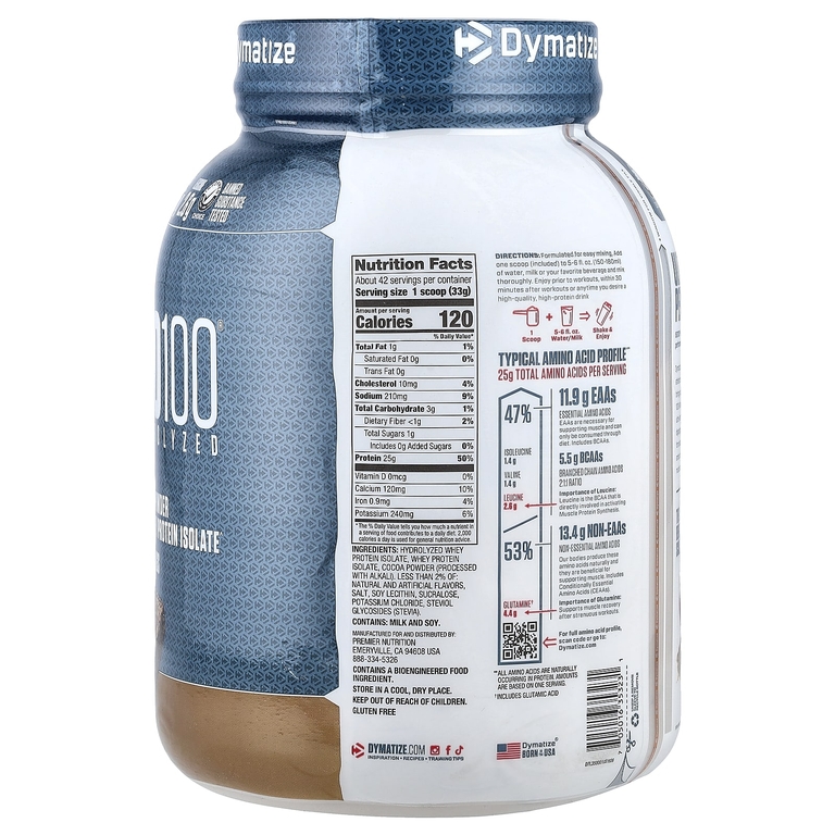 Dymatize, гидролизованный изолят сывороточного протеина, со вкусом брауни с помадкой, 1,37 кг (3 фунта)