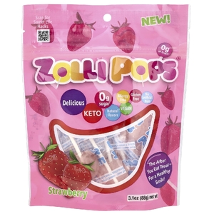 Zollipops, леденцы для очищения зубов с клубничным вкусом, 15 шт., 88 г (3,1 унции)