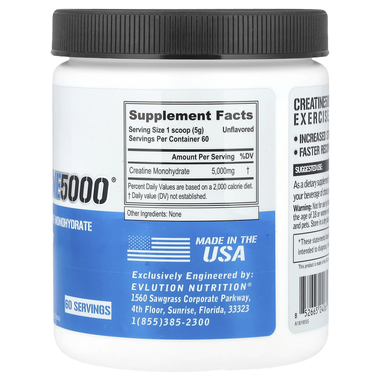 EVLution Nutrition, Моногидрат креатина, без добавок, 300 г (10,58 унции)