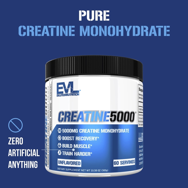 EVLution Nutrition, Моногидрат креатина, без добавок, 300 г (10,58 унции)
