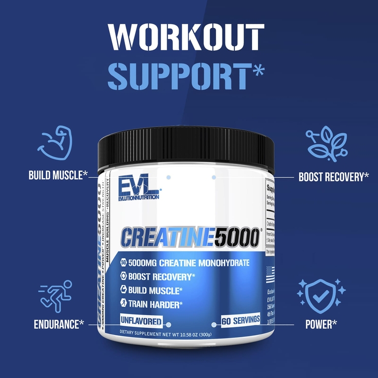 EVLution Nutrition, Моногидрат креатина, без добавок, 300 г (10,58 унции)