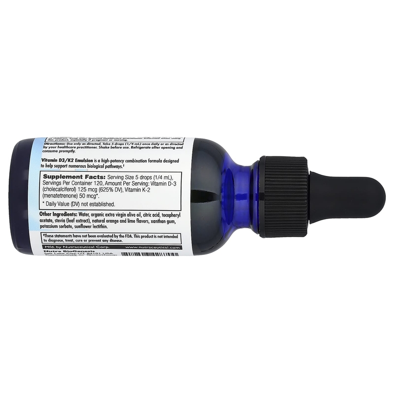 Nutra BioGenesis, эмульсия витаминов D3 и K2, 30 мл (1 жидк. унция)