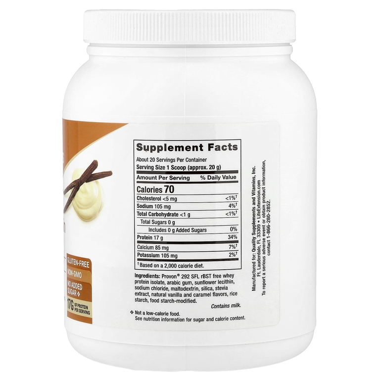 Life Extension, изолят сывороточного протеина, со вкусом ванили, 403 г (0,89 фунта)