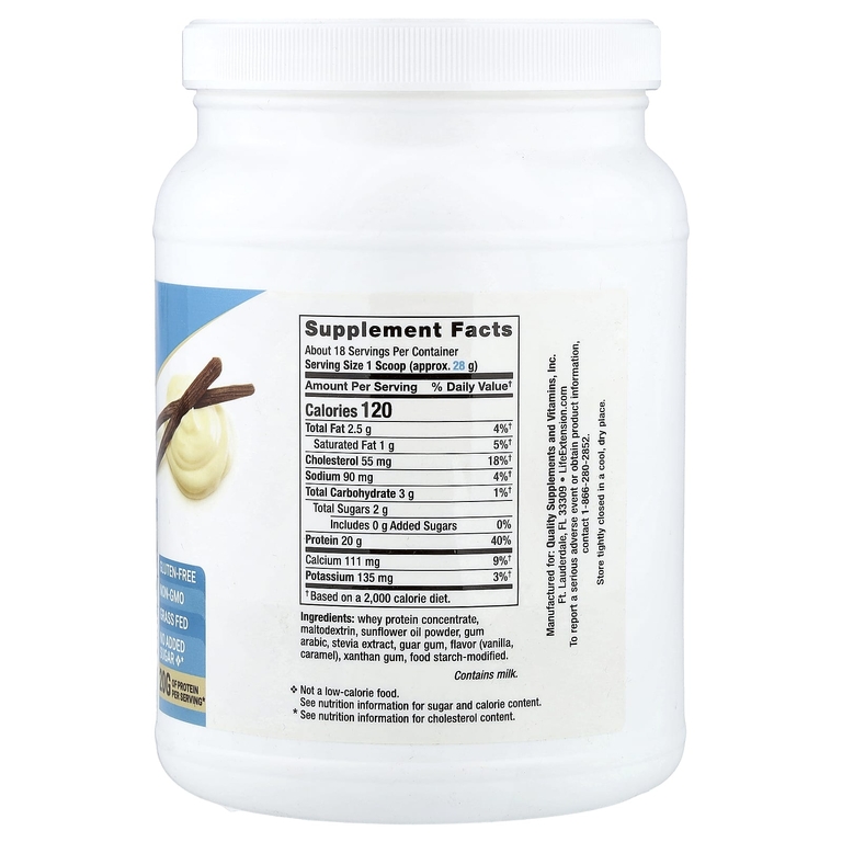 Life Extension, изолят сывороточного протеина, со вкусом ванили, 500 г (1,10 фунта)