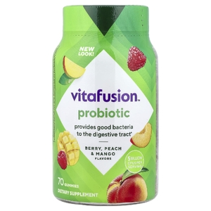 VitaFusion, Жевательные мармеладки с пробиотиками, натуральная малина, персик и манго, 5 млрд КОЕ, 70 жевательных таблеток