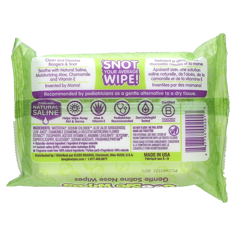 Boogie Wipes, Салфетки с натуральной солью для текущего носа, свежий запах, 30 салфеток (Товар снят с продажи) 