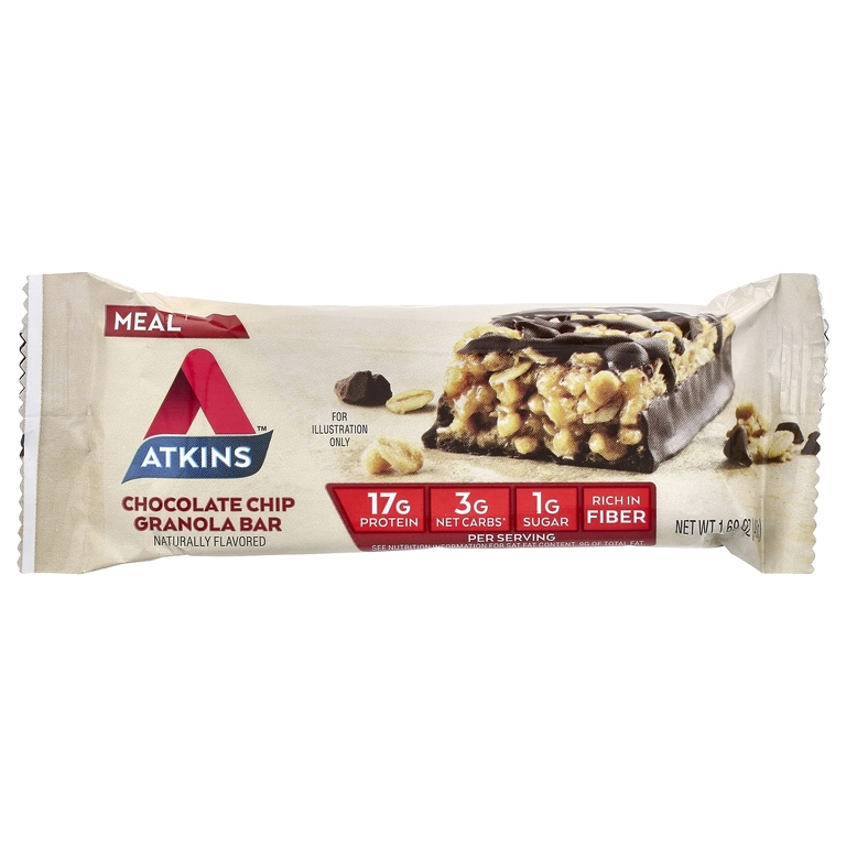 Atkins, протеиновые батончики, гранола с шоколадной крошкой, 8 батончиков, 48 г (1,69 унции)