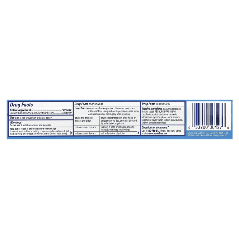 Arm & Hammer, зубная паста против кариеса с фтором, чистая мята, двойная упаковка, 170 г (6,0 унций) каждая