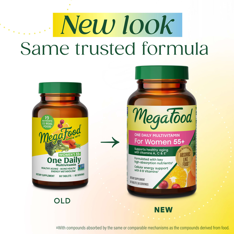 MegaFood, мультивитамины для женщин старше 55 лет, одна таблетка в день, 60 таблеток