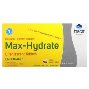 Trace, TM Sport, Max-Hydrate Endurance, шипучие таблетки для пополнения электролитов, со вкусом цитрусовых, 8 туб, по 10 таблеток в каждой (Товар снят с продажи) 