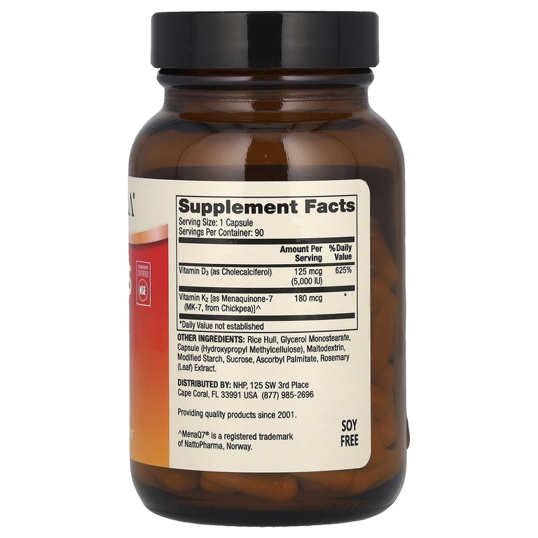 Dr. Mercola, витамины D3 и K2, 90 капсул